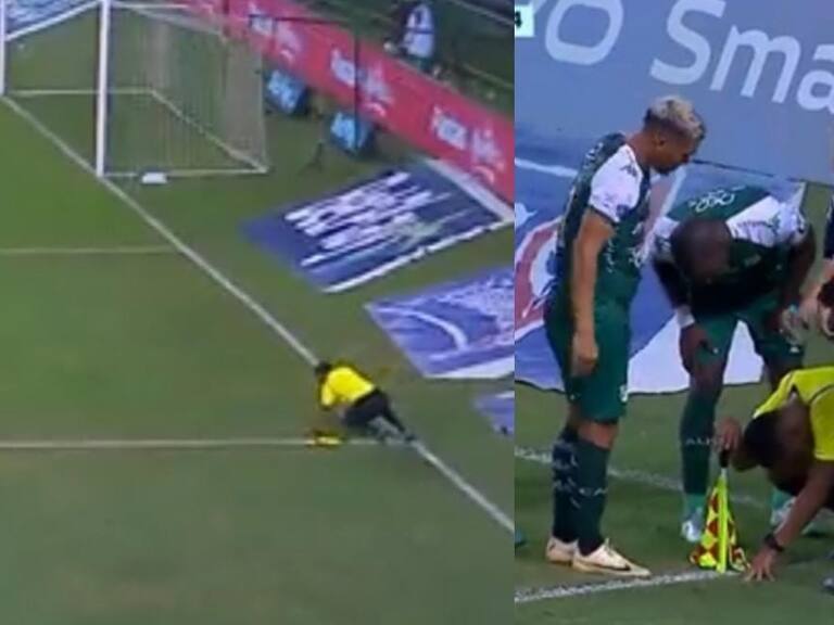 Barristas agreden a guardalínea en pleno partido entre Deportivo Cali y Atlético Nacional en Colombia