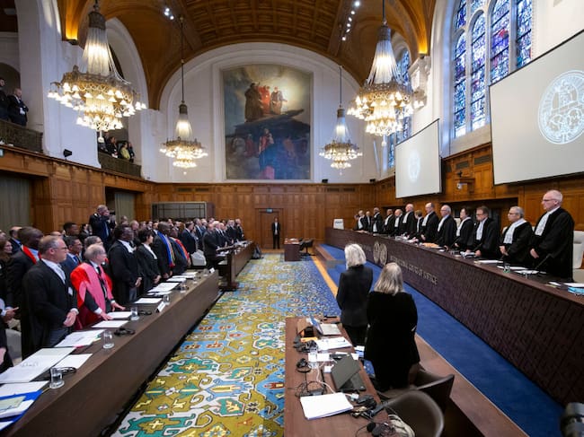 Audiencia en la que Sudáfrica presentó su demanda contra Israel por genocidio en la Corte Internacional de Justicia en La Haya, ciudad de los Países Bajos.