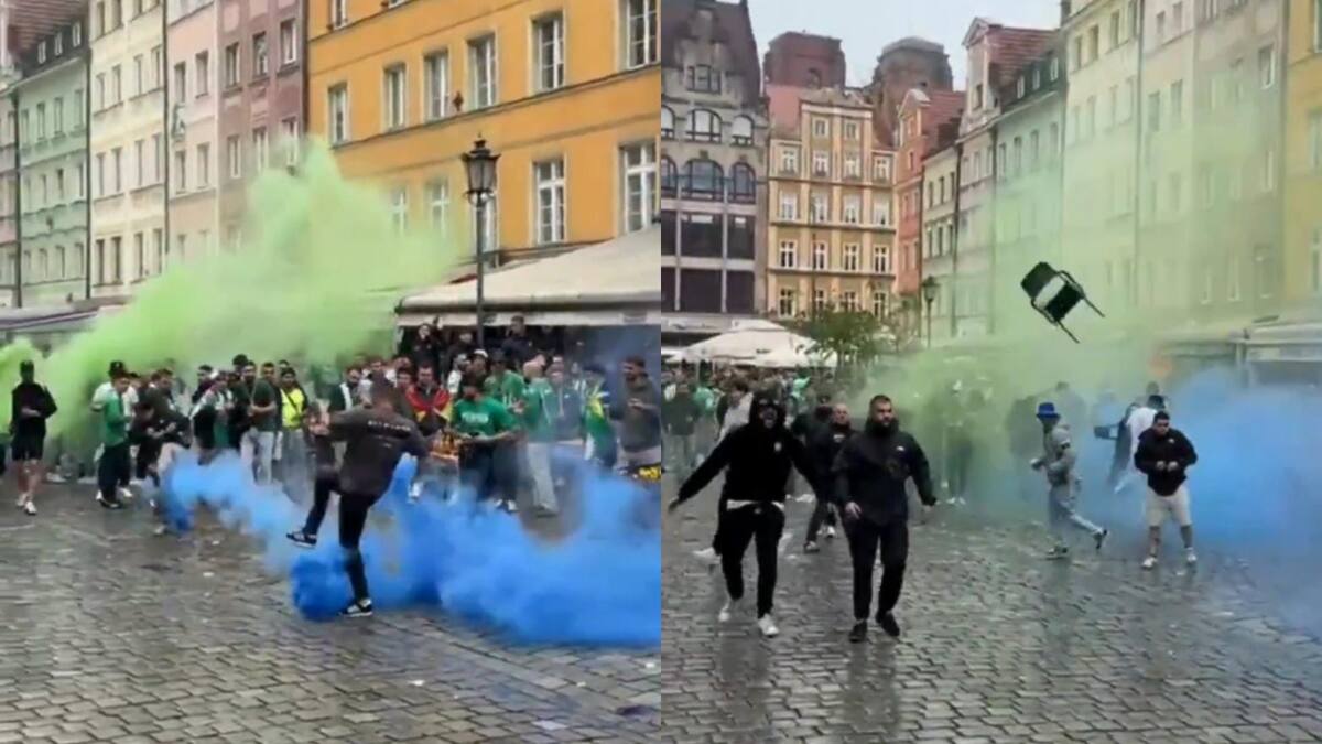 Imágenes lamentables: la feroz batalla campal entre hinchas de Betis y Chelsea previo a la final de la Conference League