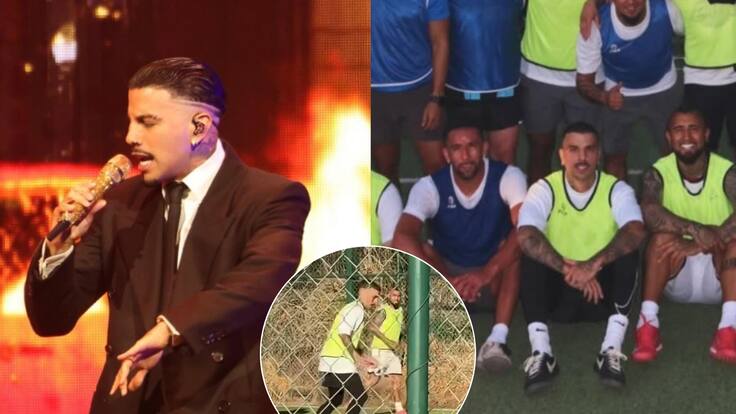 Arturo Vidal y Mauricio Isla comparten cancha con Rauw Alejandro antes de sus shows en Chile: jugaron un partido de futbolito