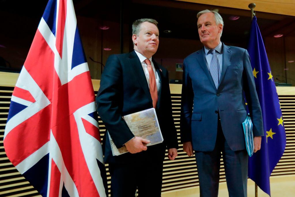 Michel Barnier y David Frost