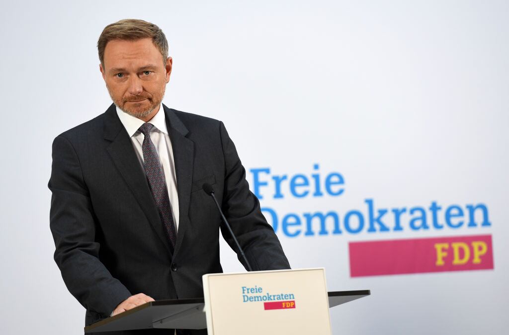 El líder de los liberales alemanes Christian Lindner ante los medios