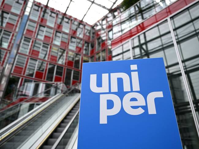 El logo de la empresa Uniper de Alemania en su sede central en Düsseldorf