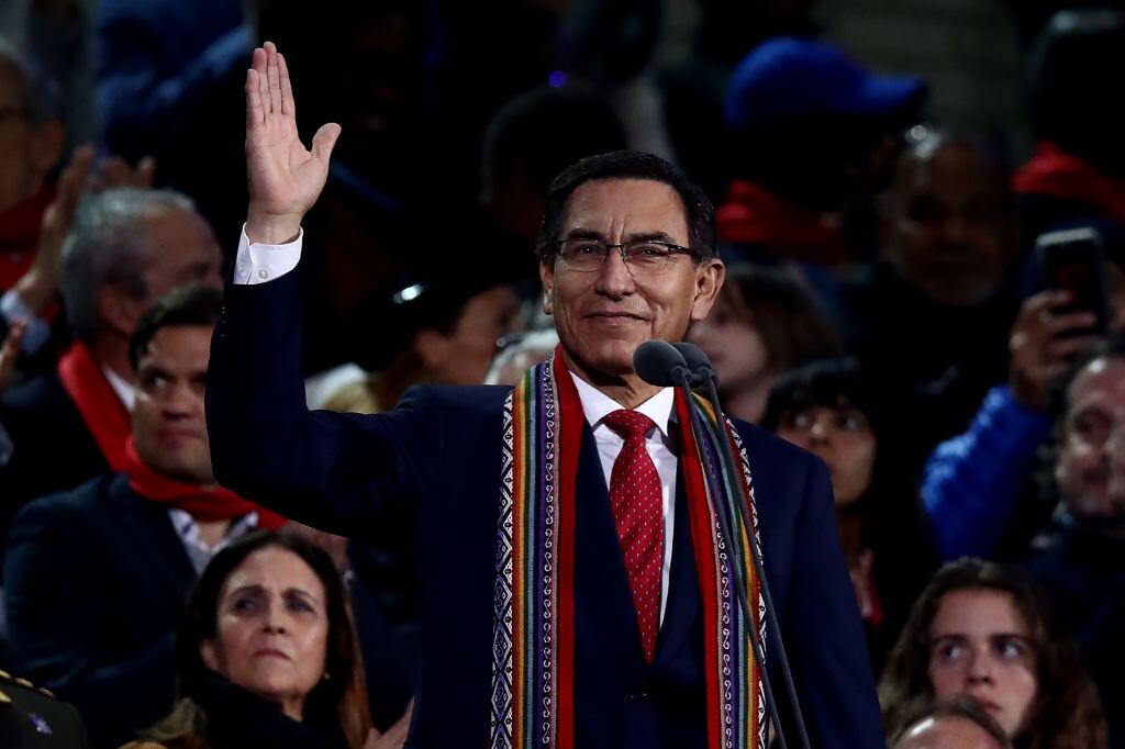 El exmandatario peruano Martin Vizcarra en un acto en Lima