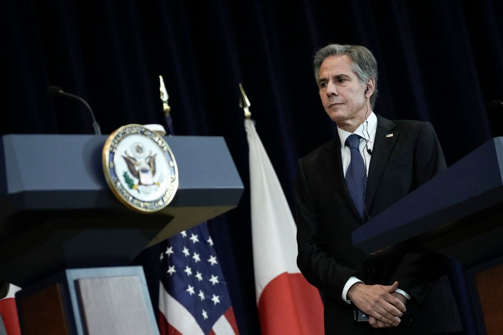 El secretario de estado de EEUU Antony Blinken ante la prensa
