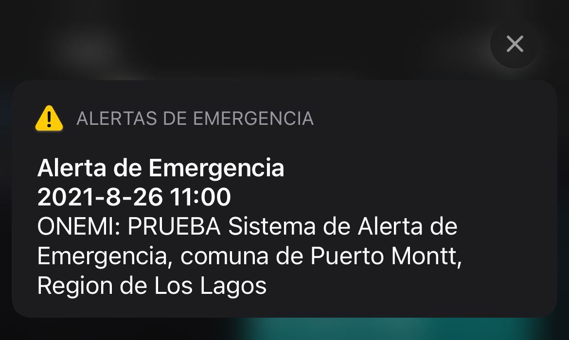 prueba del Sistema de Alerta de Emergencia para celulares en Puerto Montt