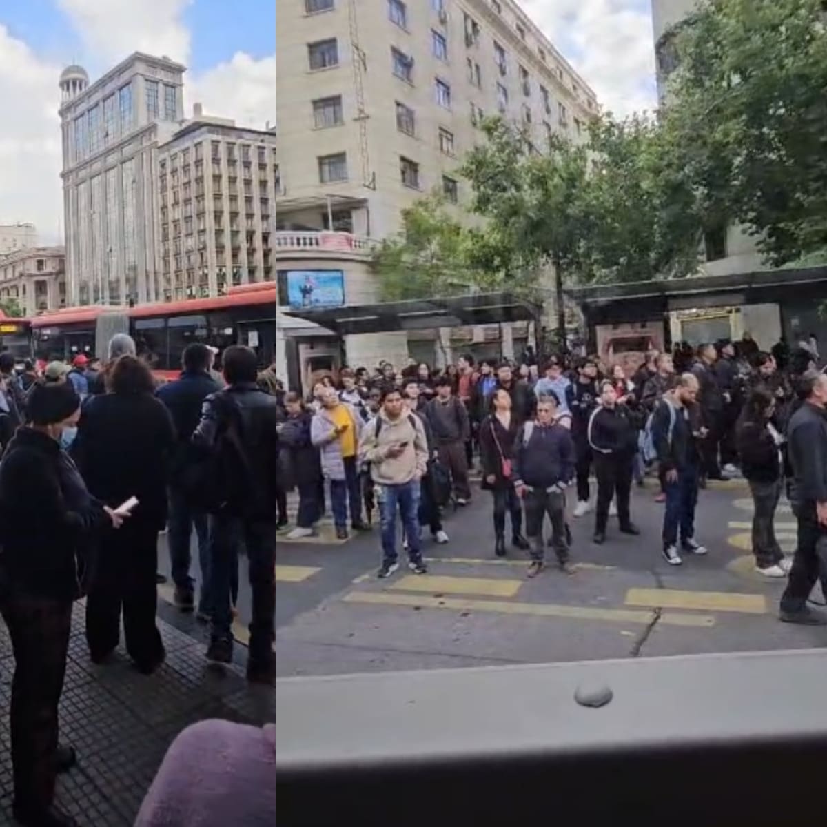 Paraderos llenos en el centro de Santiago tras cierre de estaciones de Metro: anuncian buses de apoyo