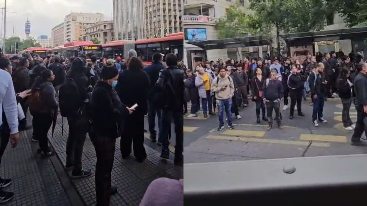 Paraderos llenos en el centro de Santiago tras cierre de estaciones de Metro: anuncian buses de apoyo