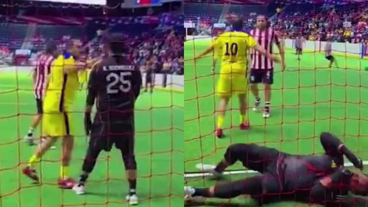Ídolo del fútbol mexicano se descontrola y golpea en la cara al portero rival en duelo de leyendas