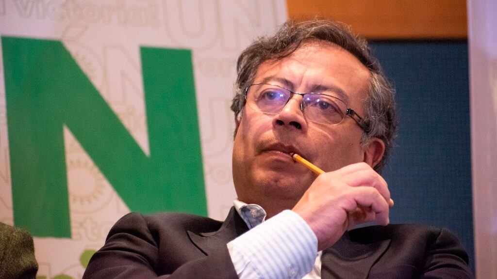 Presidential candidate for the political alliance Pacto Historico, Gustavo Petro announces the adhesion of political party Alianza Verde to his presidential candidacy for runoffs, along with politician Ariel Avila. Colombia will have the second round of presidential elections on June 19, in Bogota, Colombia June 1, 2022. (Photo by: Daniel Romero/Long Visual Press/UCG/Universal Images Group via Getty Images)