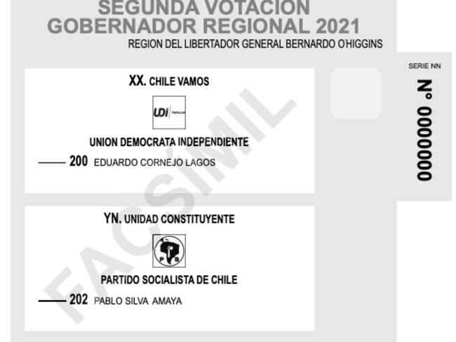 Voto de gobernadores regionales O’Higgins / Fuente: Servel