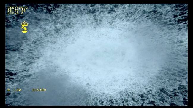 Imagen de la gigante fuga de gas en el mar Báltico cerca de la isla Bornholm