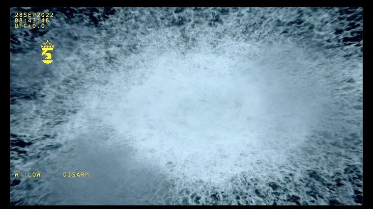 Imagen de la gigante fuga de gas en el mar Báltico cerca de la isla Bornholm