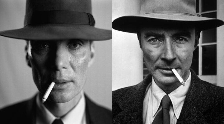 Comparación Cillian Murphy (izq.) y J. Robert Oppenheimer (der.)