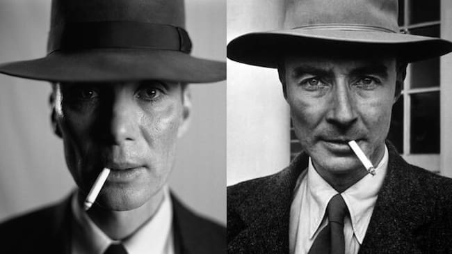Comparación Cillian Murphy (izq.) y J. Robert Oppenheimer (der.)