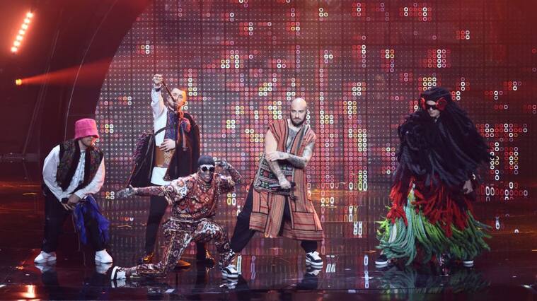 10 May 2022, Italy, Turin: The Kalsuh Orchestra from Ukraine performs with the title Stefania at the first semi-final of the Eurovision Song Contest (ESC). The international music competition is taking place for the 66th time. In the first semifinal, participants from 17 countries will play music to reach the final. The first ten will advance. Photo: Jens Büttner/dpa (Photo by Jens Büttner/picture alliance via Getty Images)