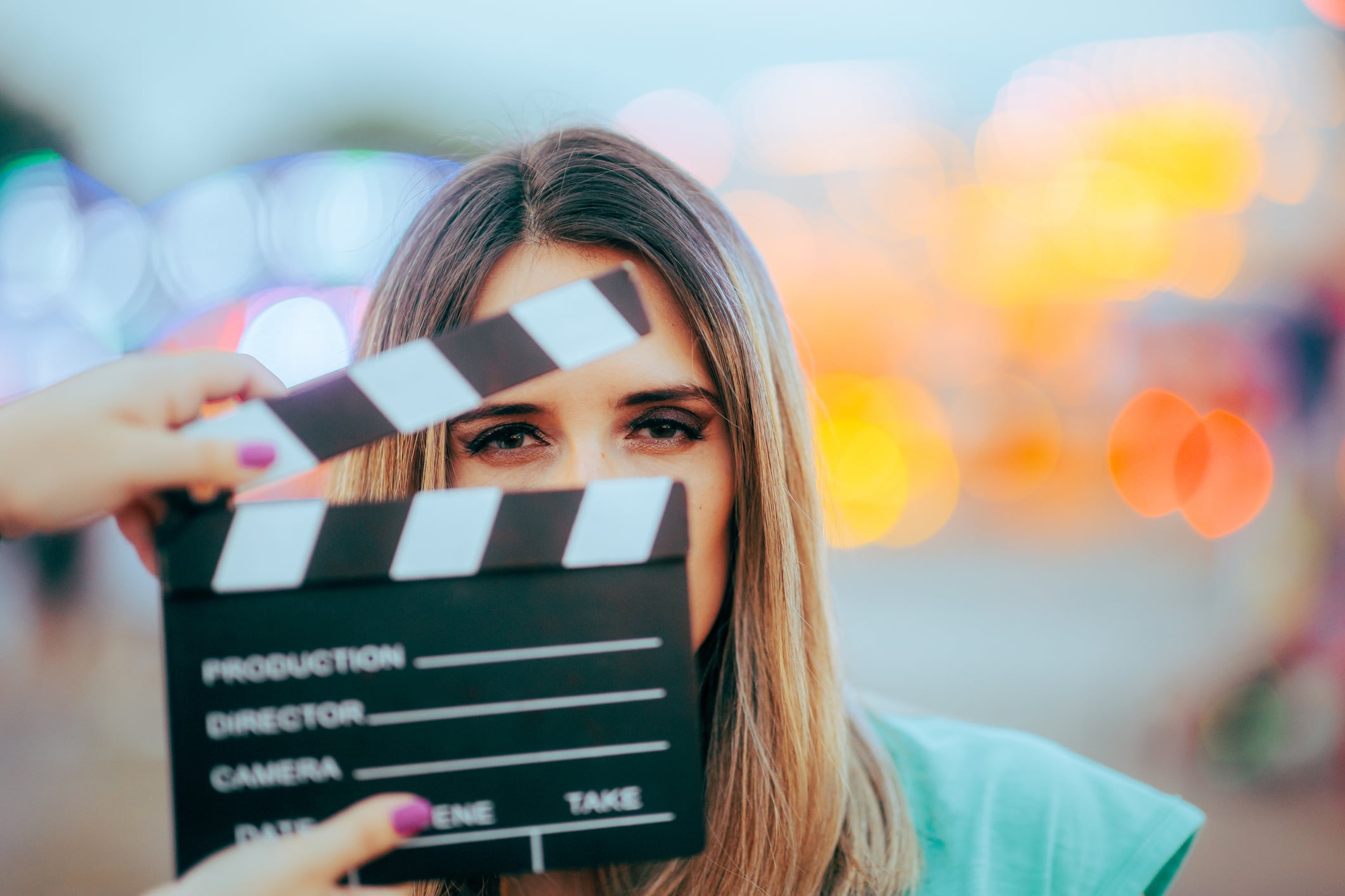 Lovely cinema star with a captivating and mesmerizing gaze