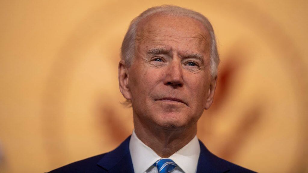 WILMINGTON, DE - NOVEMBER 25:  President-elect Joe Biden delivers a Thanksgiving address at the Queen Theatre on November 25, 2020 in Wilmington, Delaware. As Biden waits to be approved for official national security briefings, the names of top members of his national security team were announced yesterday to the public. Calls continue for President Trump to concede the election and let the transition proceed without further delay. (Photo by Mark Makela/Getty Images)