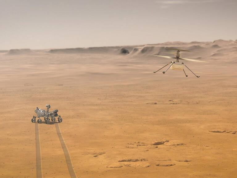 Recreación de vuelo del helicóptero Ingenuity de la NASA en Marte