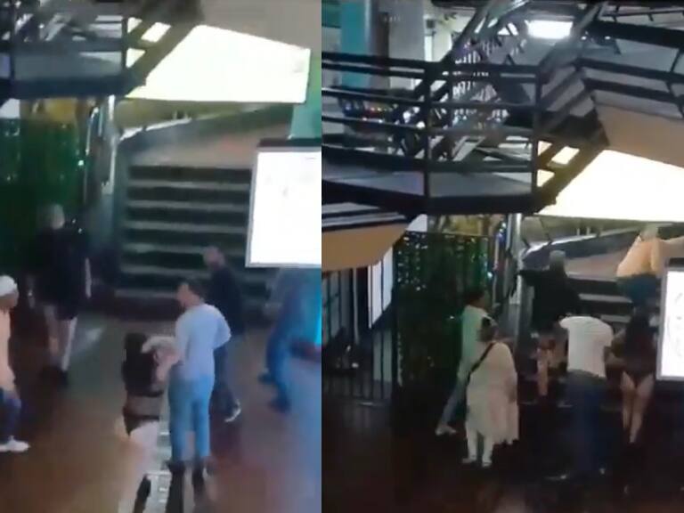 Entre escobas y maceteros: registran violenta pelea en café con piernas de Valparaíso