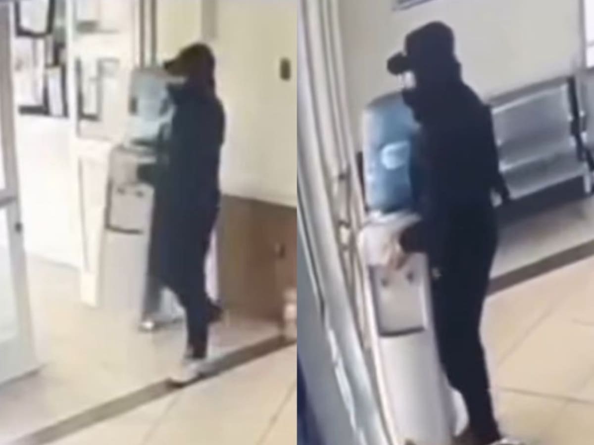 Insólito robo en Temuco: captan a hombre huyendo con dispensador de agua desde Cesfam