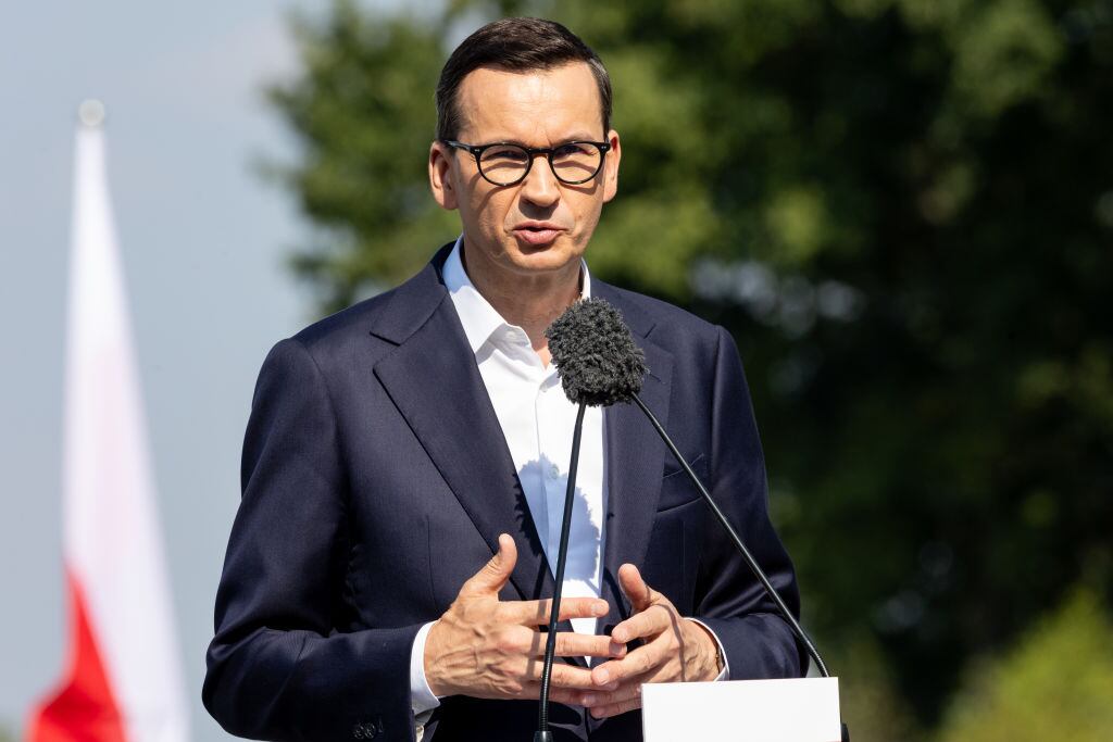 El primer ministro de Polonia, Mateusz Morawiecki, ante la prensa