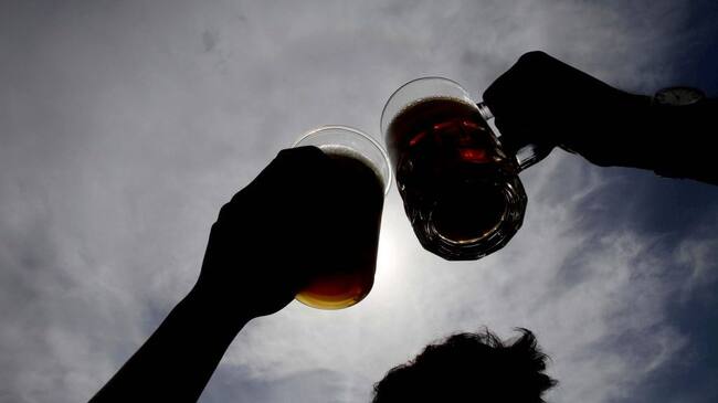 10 de Enero de 2013/SANTIAGODos jovenes levantan sus vasos con cerveza, brindando, en el parque Padre Hurtado de La Reina, en el primer d’a de la cuarta versi—n del "BierFest 2013"
FOTO: HANS SCOTT/AGENCIAUNO