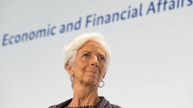 BERLIN, GERMANY - SEPTEMBER 11: President of the European Central Bank Christine Lagarde holds a press conference during the informal meeting of European Union ministers for economic and financial affairs on September 11, 2020 in Berlin, Germany. The meeting is taking place under the current German presidency of the European Council. (Photo by Hayoung Jeon - Pool/Getty Images)