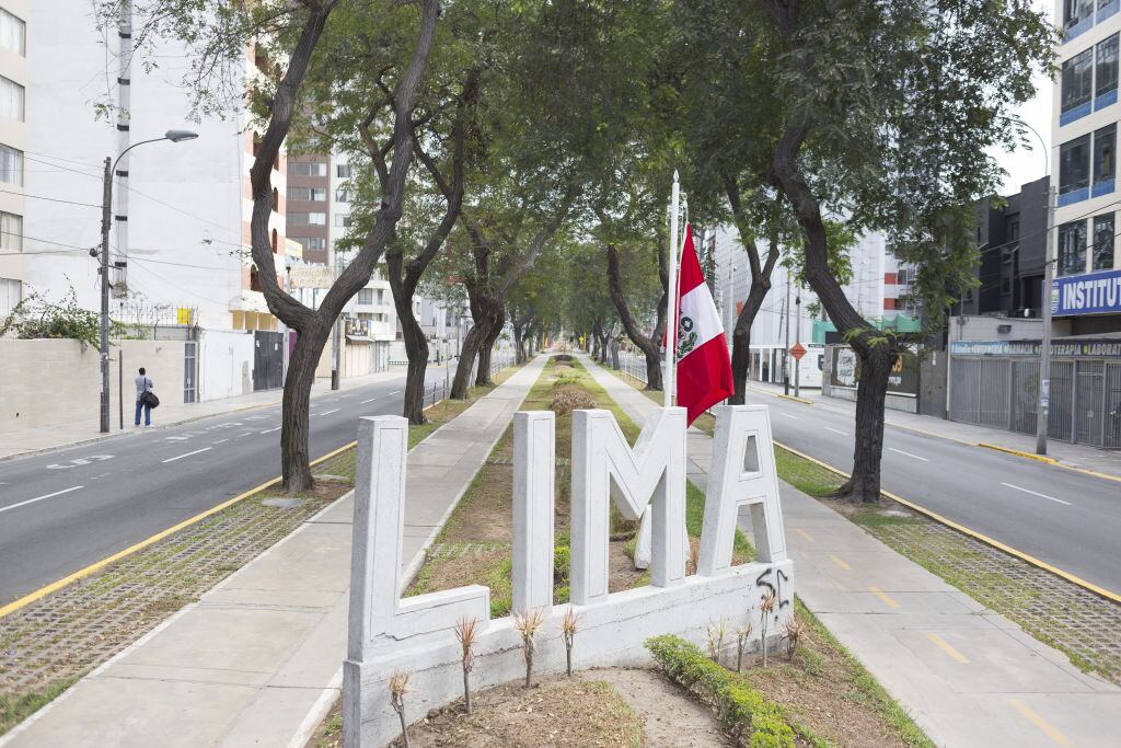 Las calles vacías en la capital de Lima debido al aislamiento por el Covid-19