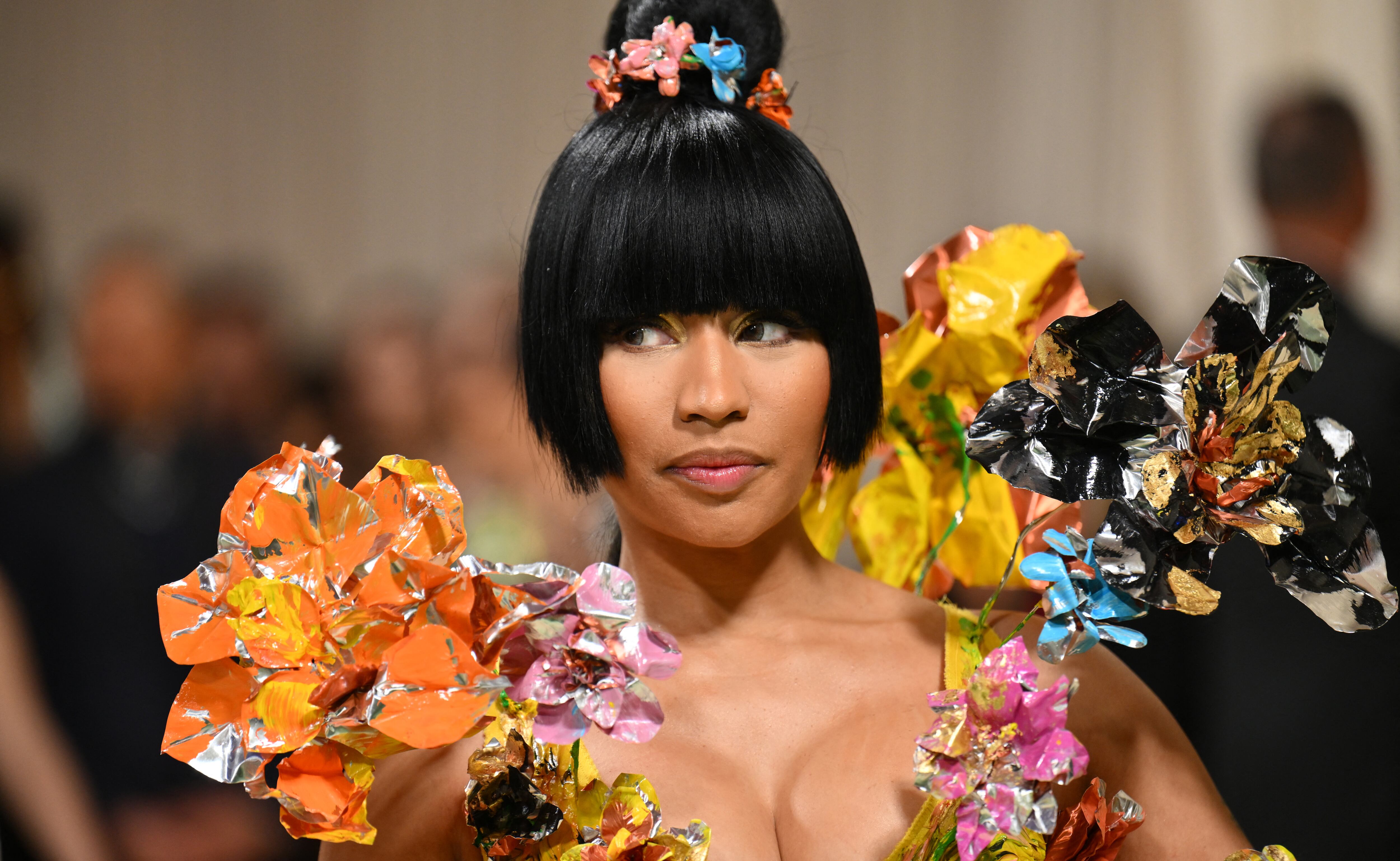 US rapper Nicki Minaj arrives for the 2024 Met Gala. (Photo by ANGELA WEISS/AFP via Getty Images)