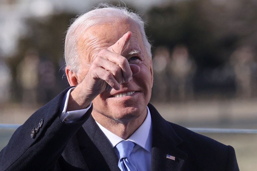 Joe Biden en el cambio de mando en Washington