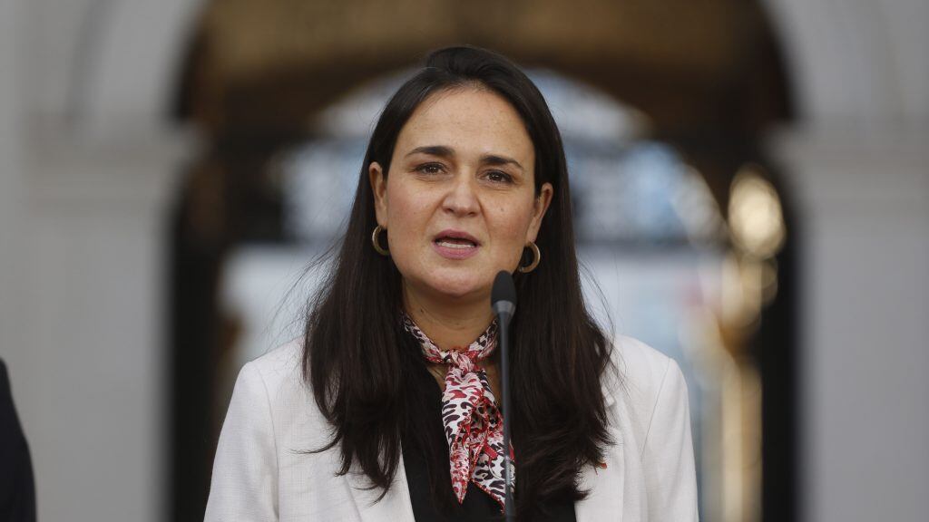 28 de abril del 2020/SANTIAGOLa Subsecretaria de la Niñez, Carol Bown, habla en un punto de prensa en el patio de Los Narajos del Palacio de La Moneda, tras reunirse con representantes de diversas empresas que entregaran diferentes aportes para las residencias del Servicio Nacional de Menores (Sename).
FOTO: SEBASTIAN BELTRAN GAETE/AGENCIAUNO