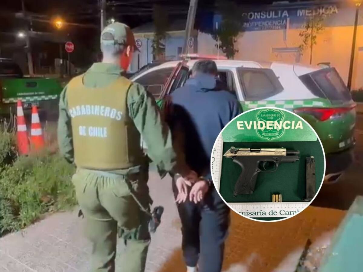 Detienen a sujeto acusado de efectuar disparos al aire cerca de unidad de Carabineros: llevaba pistola de fogueo