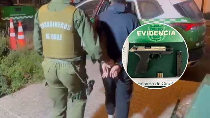 Detienen a sujeto acusado de efectuar disparos al aire cerca de unidad de Carabineros: llevaba pistola de fogueo