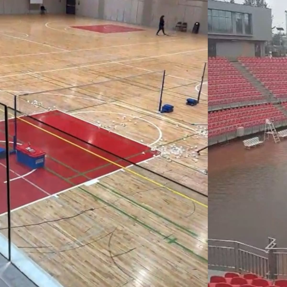 Los efectos de la lluvia y granizos en el Parque Deportivo Estadio Nacional