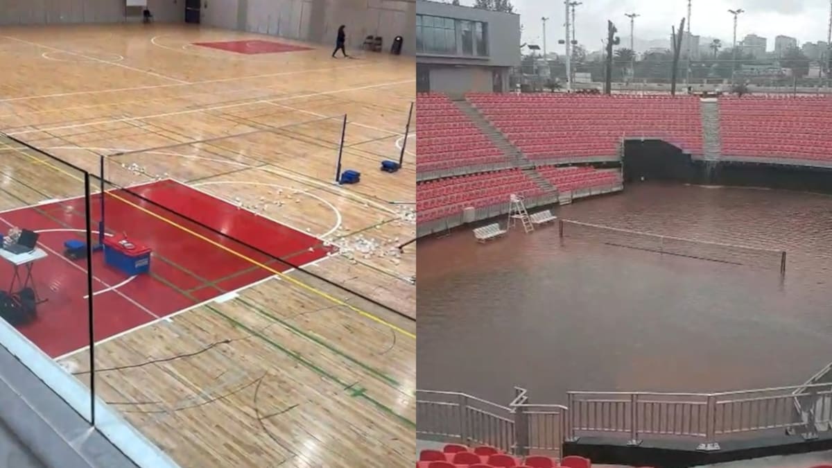 Los efectos de la lluvia y granizos en el Parque Deportivo Estadio Nacional