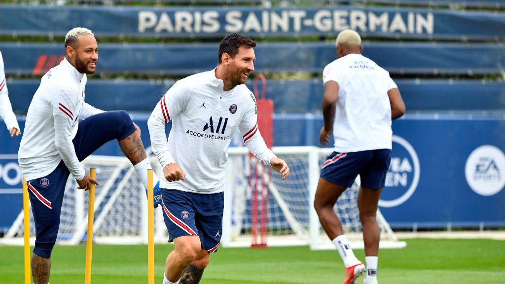 Neymar y Lionel Messi, PSG.