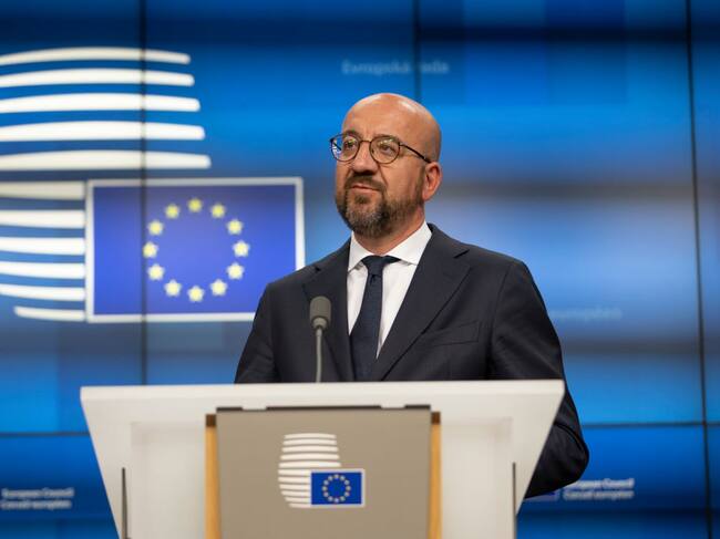 El presidente del Consejo Europeo Charles Michel ante la prensa en Bruselas