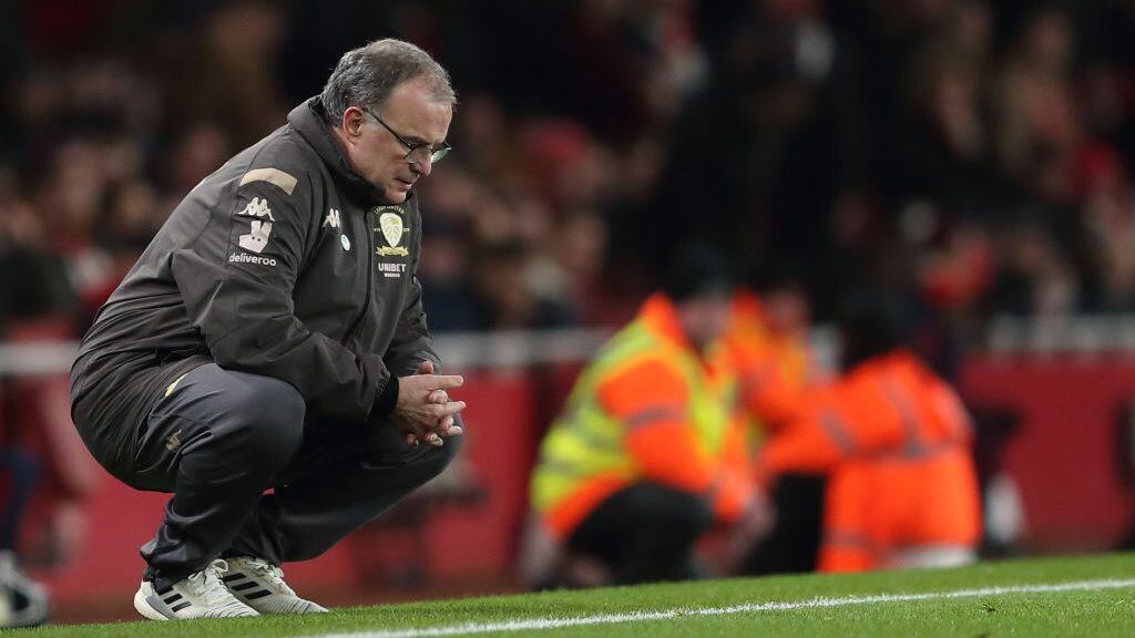 LONDON, ENGLAND - JANUARY 06: A dejected Leeds United manager / head coach Marcelo Bielsa during the FA Cup Third Round match between Arsenal and Leeds United at Emirates Stadium on January 6, 2020 in London, England. (Photo by James Williamson - AMA/Getty Images)