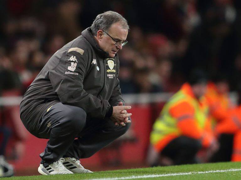 LONDON, ENGLAND - JANUARY 06: A dejected Leeds United manager / head coach Marcelo Bielsa during the FA Cup Third Round match between Arsenal and Leeds United at Emirates Stadium on January 6, 2020 in London, England. (Photo by James Williamson - AMA/Getty Images)