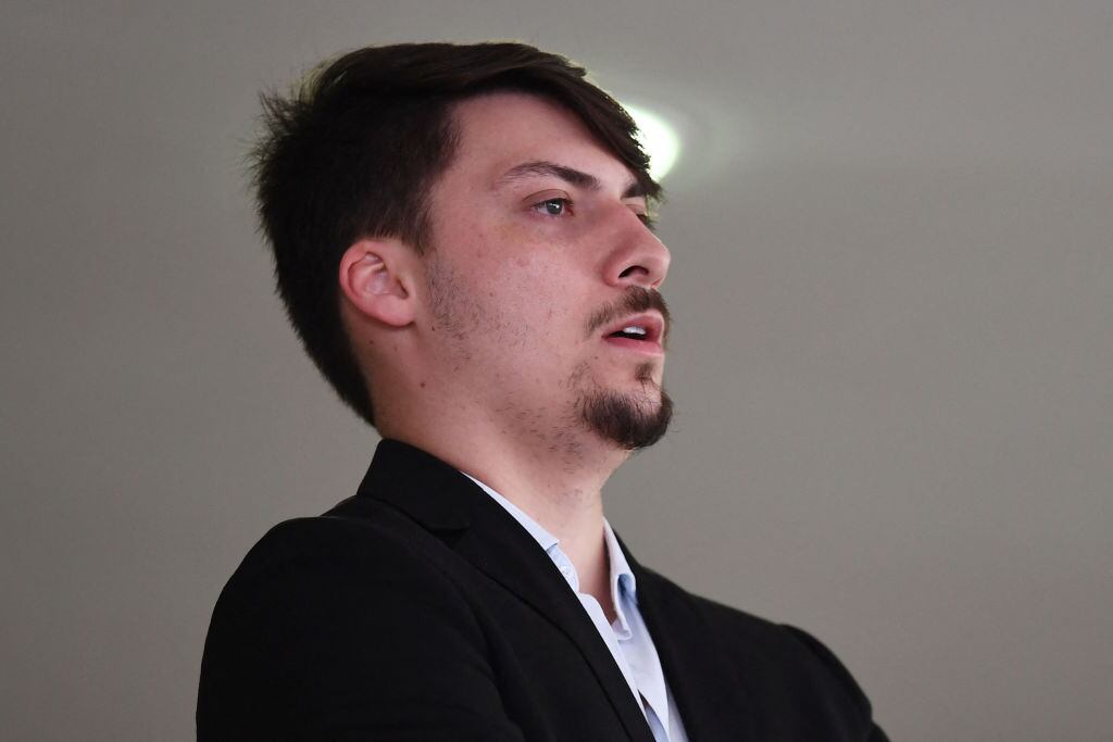 El hijo menor del expresidente brasileño, Jair Renan Bolsonaro, en la ciudad de Brasilia de Brasil en un evento.