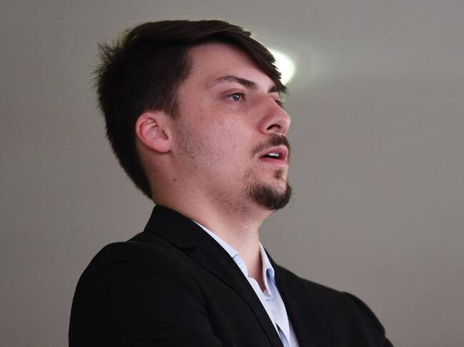 El hijo menor del expresidente brasileño, Jair Renan Bolsonaro, en la ciudad de Brasilia de Brasil en un evento.