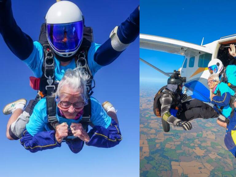 Abuela paracaidista de 102 años revela su secreto para una vida longeva: es más común de lo que se podría pensar