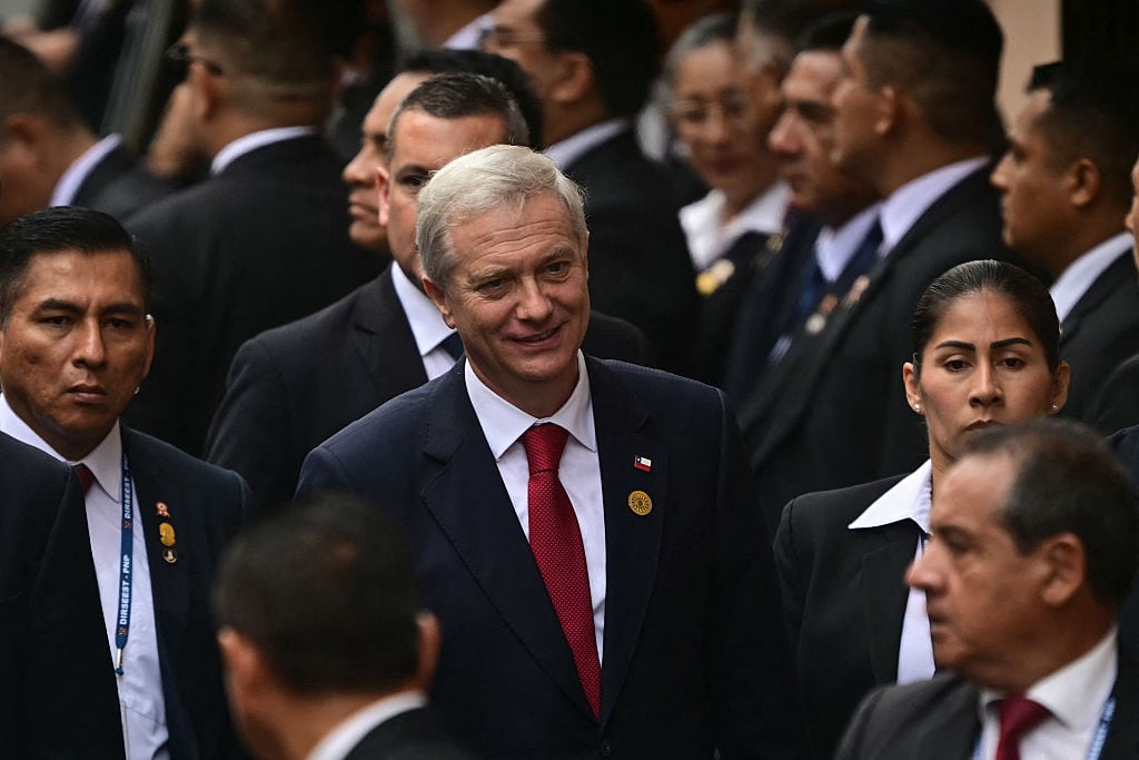 Chile's President Jose Antonio Kast arrives at the Foreign Affairs Ministry building in Lima, on July 28, 2026, for a bilateral meeting with Peru's President-elect Keiko Fujimori, ahead of her inauguration.. Peru's right-wing president-elect Keiko Fujimori will take office on July 28, 2026, vowing to tackle the wave of crime sweeping the Andean nation. Fujimori won the June 7 presidential runoff by fewer than 50,000 votes, after losing the past three runoffs. (Photo by ERNESTO BENAVIDES / AFP via Getty Images)