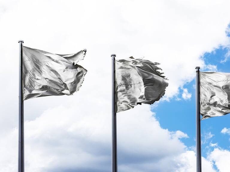 Three blank flags