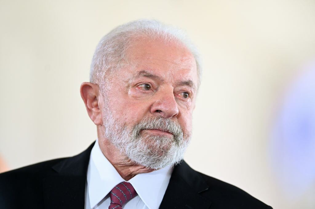 El presidente de Brasil Luiz Inácio Lula da Silva ante la prensa internacional