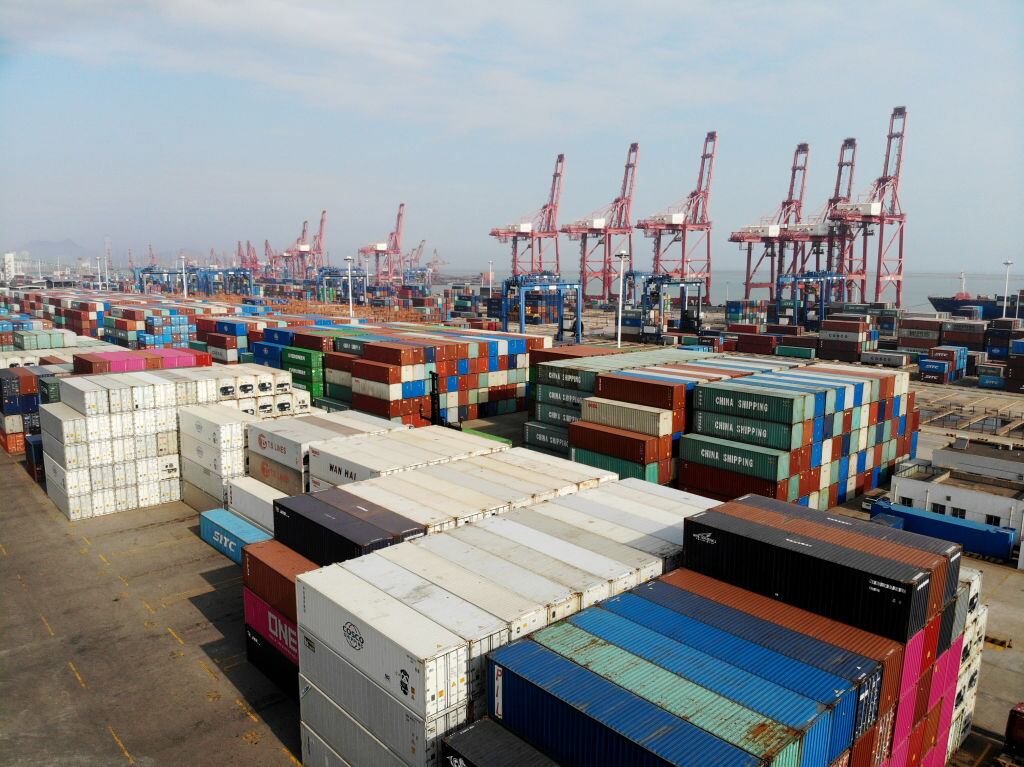 Los containers ubicados en el puerto de Lianyungang