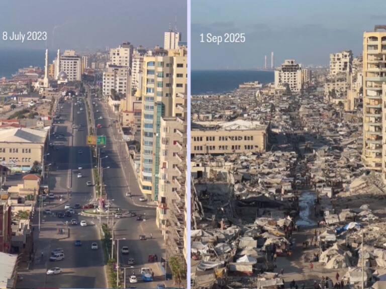 Registro viral muestra devastación en Franja de Gaza tras dos años de bombardeo israelí