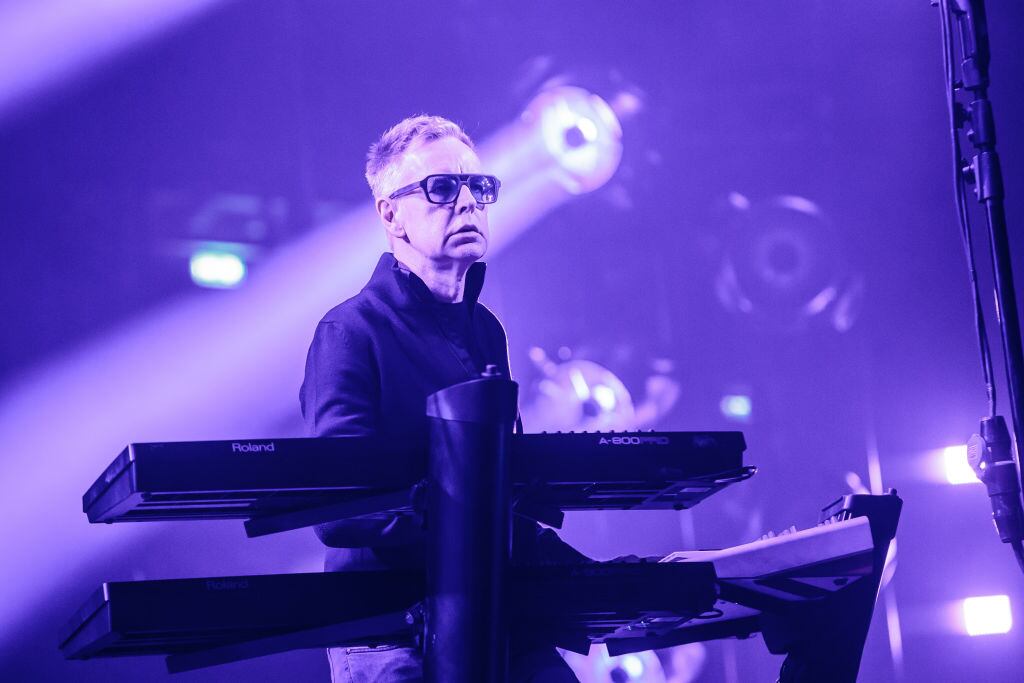 MILAN, ITALY - JANUARY 27: Andrew Fletcher of Depeche Mode performs on stage at Mediolanum Forum of Assago on January 27, 2018 in Milan, Italy. (Photo by Sergione Infuso/Corbis via Getty Images)