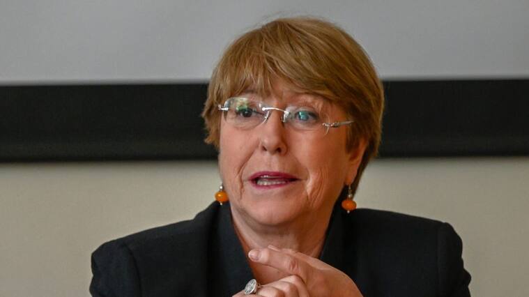 LISBON, PORTUGAL - APRIL 29: United Nations High Commissioner for Human Rights, Michelle Bachelet, delivers opening remarks while hosting a debate on key human rights issues in the country at ICS – Instituto de Ciências Sociais da Universidade de Lisboa on April 29, 2019 in Lisbon, Portugal. Dr. Bachelet, who served as President of Chile from 2006 to 2010 and again from 2014 to 2018, became the United Nations High Commissioner for Human Rights on September 01, 2018. (Photo by Horacio Villalobos#Corbis/Corbis via Getty Images)